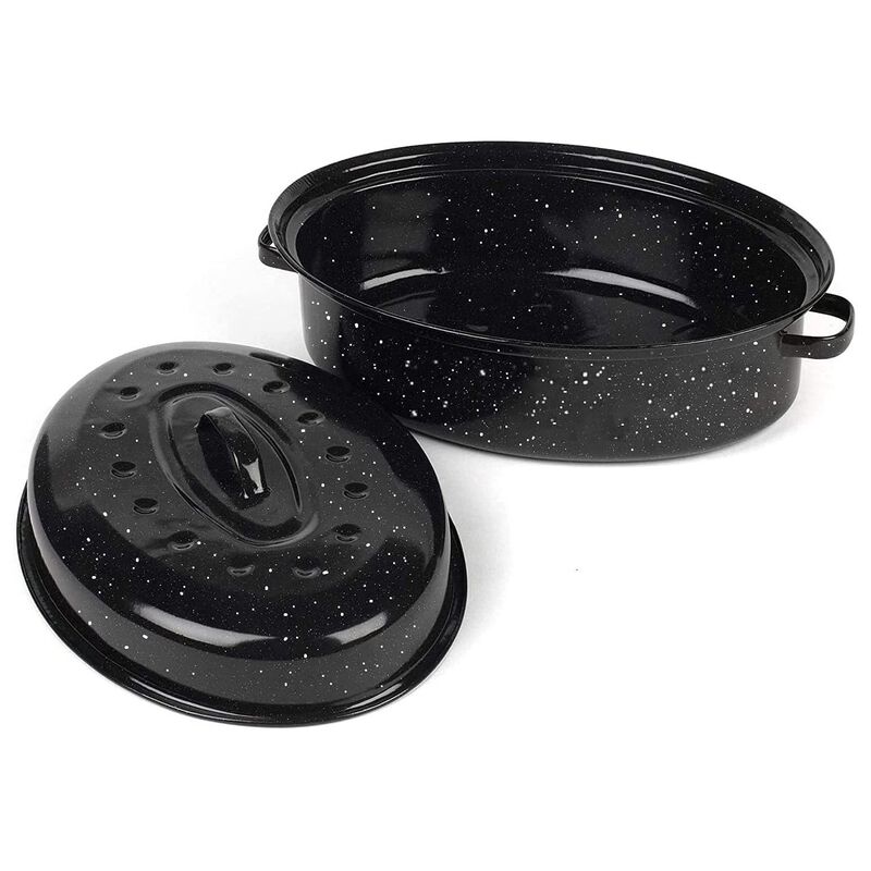 Di Antonio Oval Covered Roaster Enamel On Carbon Steel Black 4L image number 1
