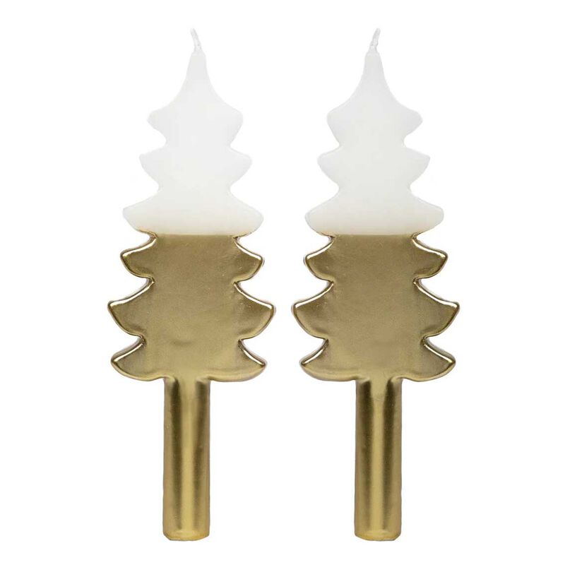 Talking Tables White & Gold Tree Shaped Candles - 2 Pack image number 0