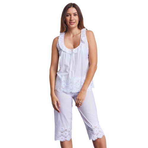 Cottonreal Grand Schiffli Tunic Capri Pj Set