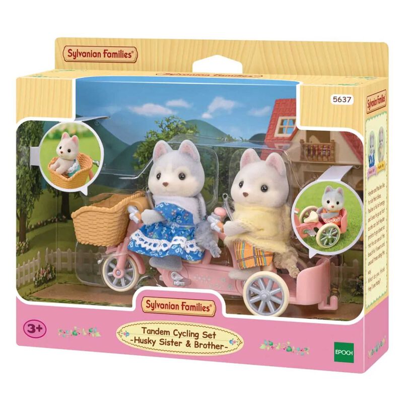 Sylvanian Families Tandem Cycling Set - Husky Sister & Brother image number 1