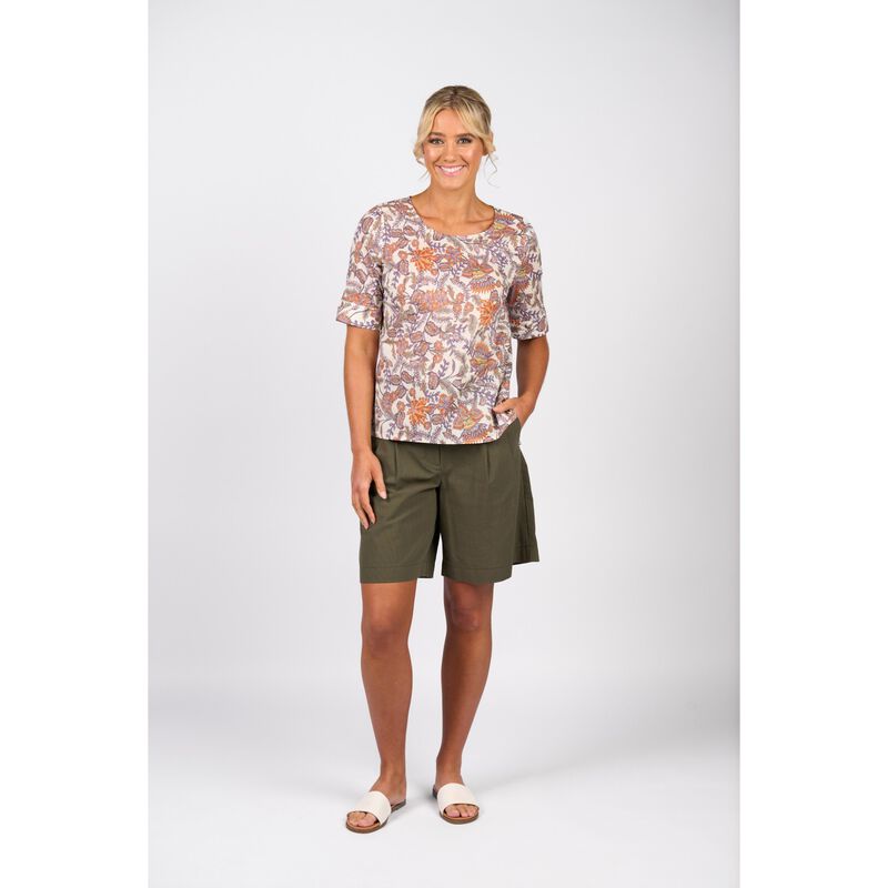 Vassalli Round Neck Top With Elbow Length Sleeve image number 3