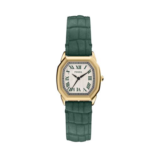 Fossil Harlow Three-Hand Green Croco Leather Watch