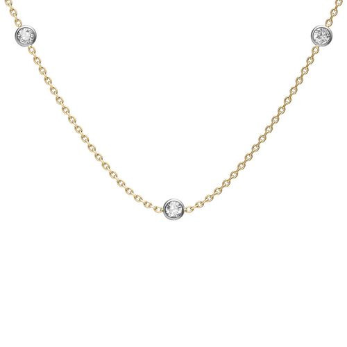 Fossil Ellis Diamond By The Yard Two-Tone Stainless Steel Station Necklace