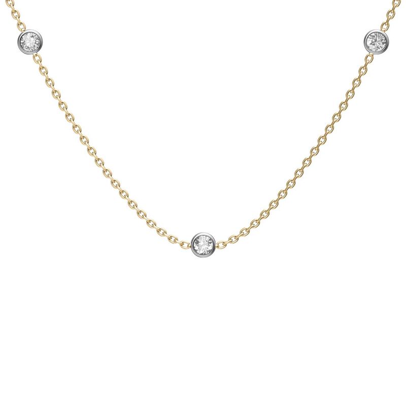 Fossil Ellis Diamond By The Yard Two-Tone Stainless Steel Station Necklace image number 0