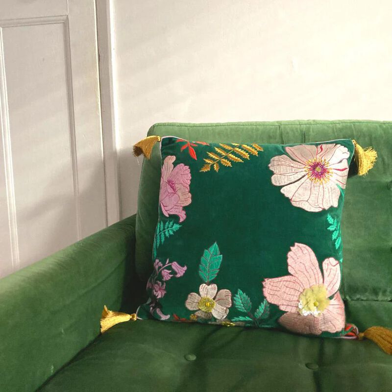 House Of Disaster Posy Teal Cushion image number 3