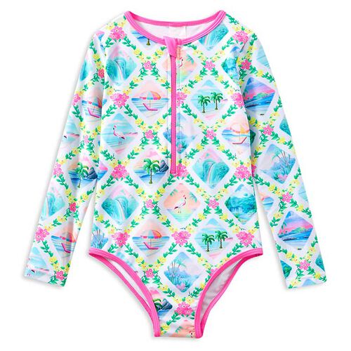 Milky Aloha Long Sleeve Swimsuit 00-1Y