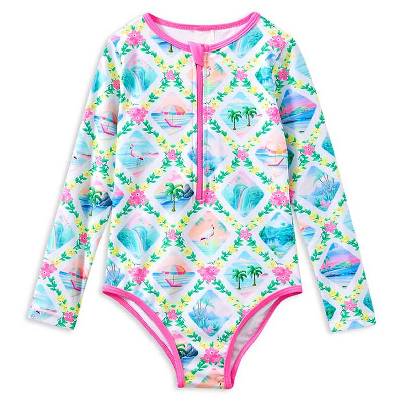 Milky Aloha Long Sleeve Swimsuit 00-1Y image number 0