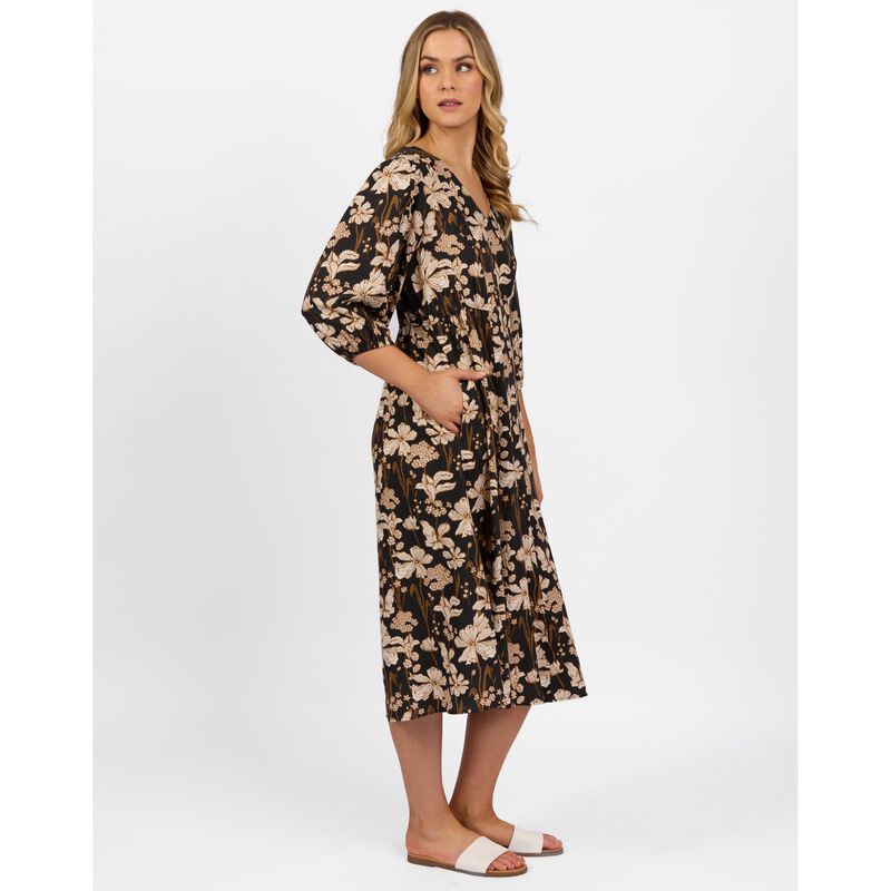 Vassalli V Neck Dress With Elbow Length Sleeve image number 2