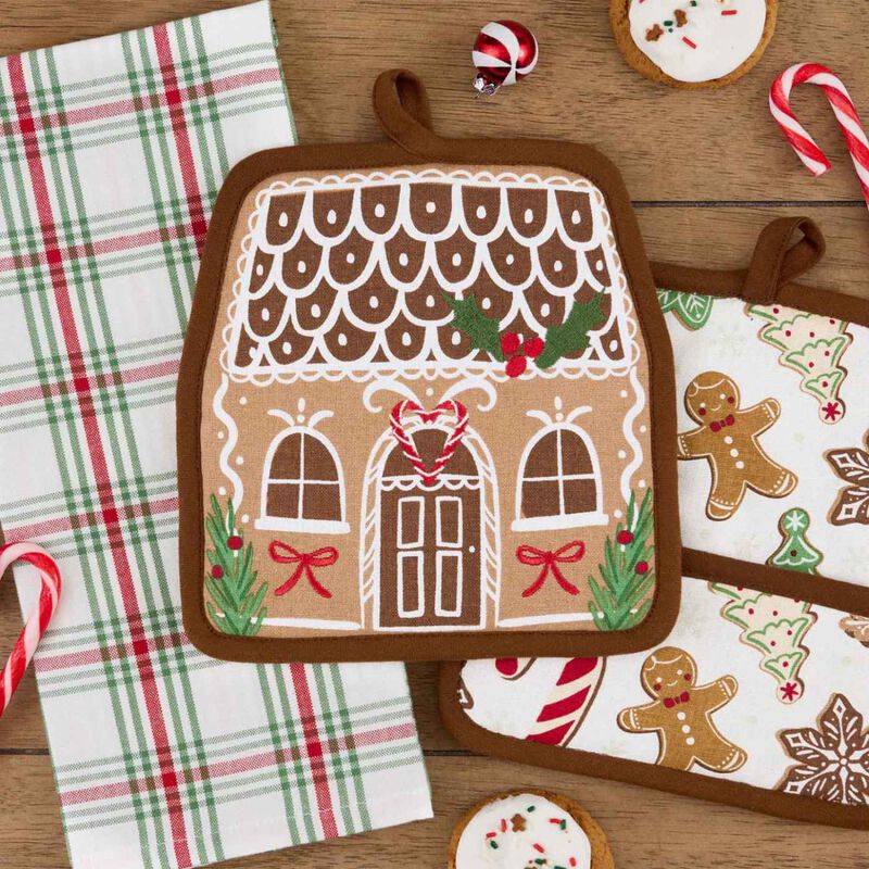 DII Gingerbread House Pot Holder Gift Set image number 1