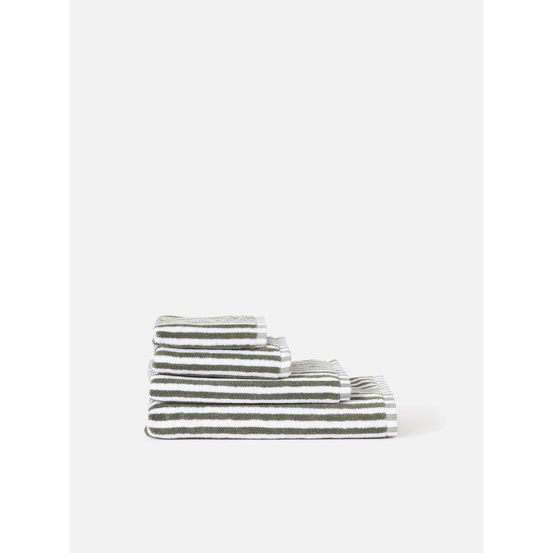 Città Wide Stripe Cotton Hand Towel Olive/White  - 45x75cm image number 1