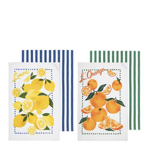 Ladelle Capri Assorted Lemon OR Orange 2Pk Kitchen Towel