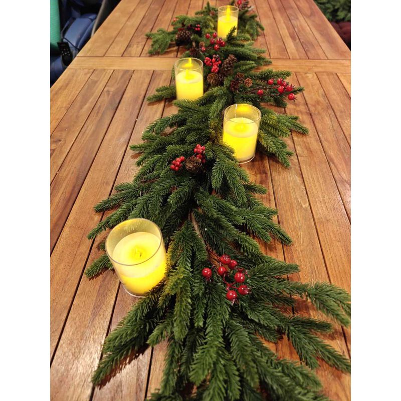 6' Real Touch Fraser Fir Garland With Red Berries image number 1