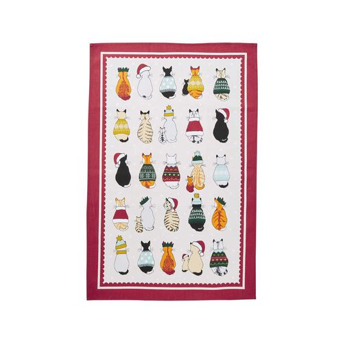 Ulster Weavers Christmas Cats In Waiting Tea Towel