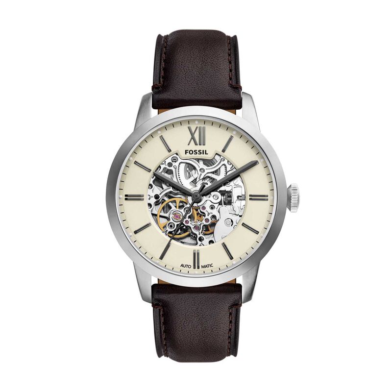 Fossil Townsman 44mm Automatic Brown Leather Watch image number 0
