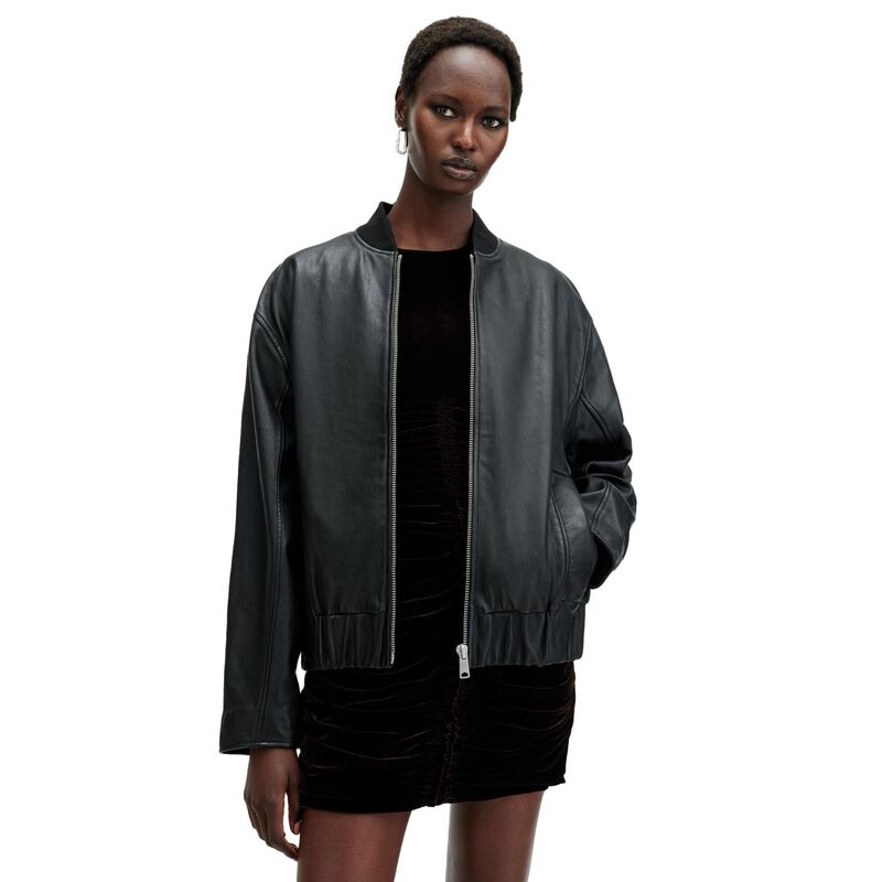 AllSaints Yara Relaxed Fit Leather Bomber Jacket image number 0