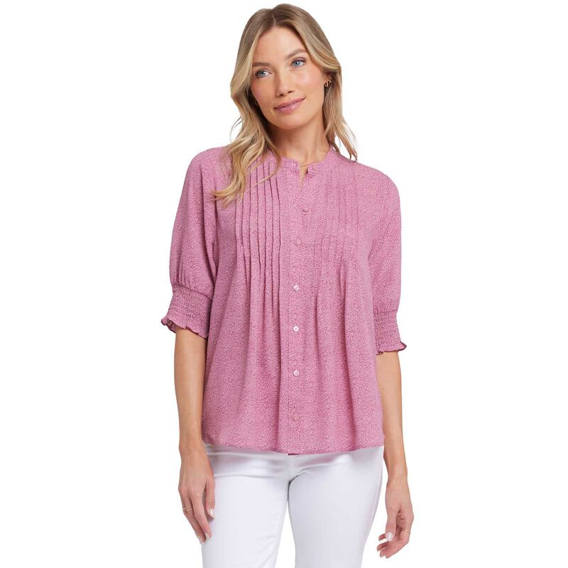 NYDJ S/S Pleated Peasant Blouse image number 0