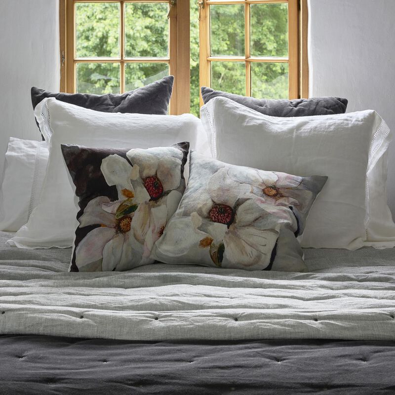 French Country Magnolia Charcoal Cushion Cover image number 1
