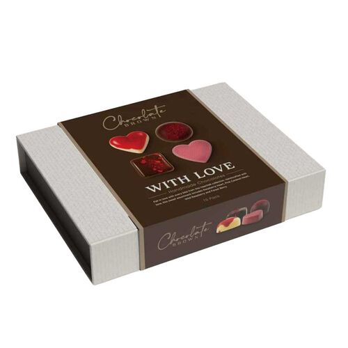 Chocolate Brown With Love Boxed Chocolates 12-Piece
