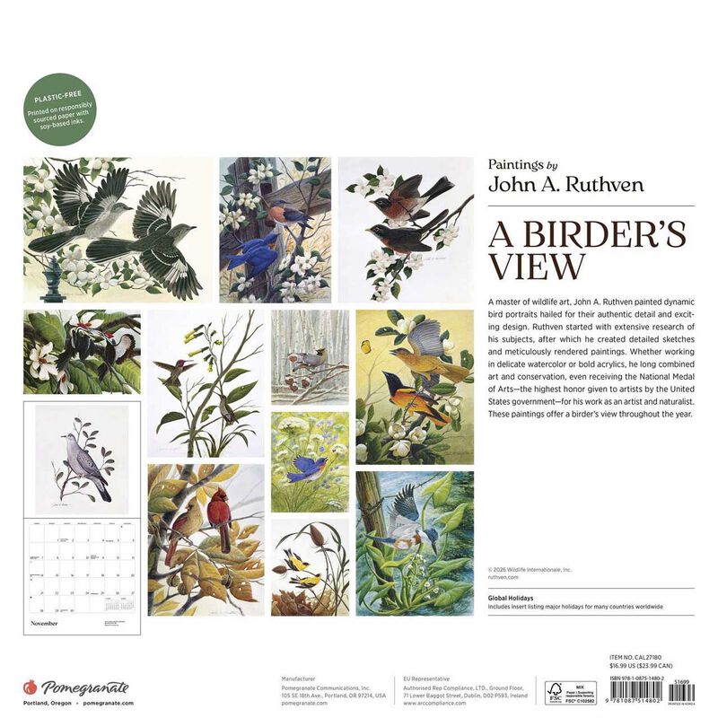 Pomegranate A Birders View Wall Calendar 2027 image number 2