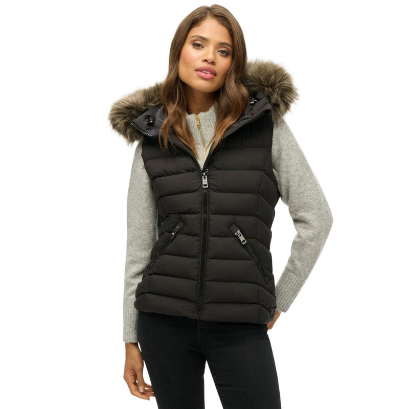 Superdry Fuji Faux Fur Hooded Gilet image number 0