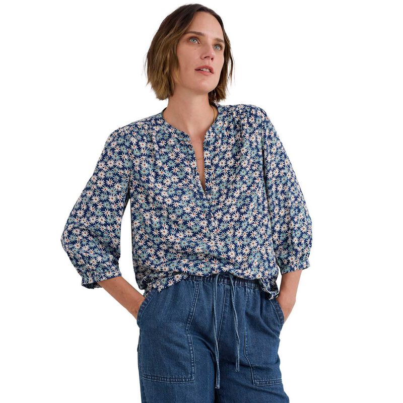 Seasalt Cornwall Willow Path Top Screenprint Daisy Marine image number 0