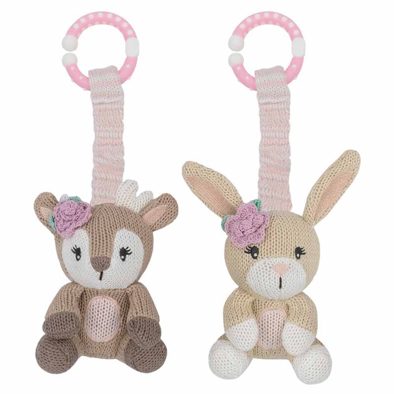 Living Textiles 2Pk Stroller Toy - Fawn & Bunny image number 0