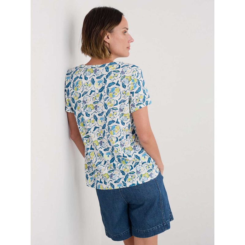 Seasalt Cornwall S/S Waterflow Top Sketchbook Poppies Chalk image number 1