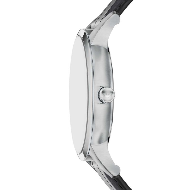 Emporio Armani Archetipo Three-Hand Black Leather Watch image number 2