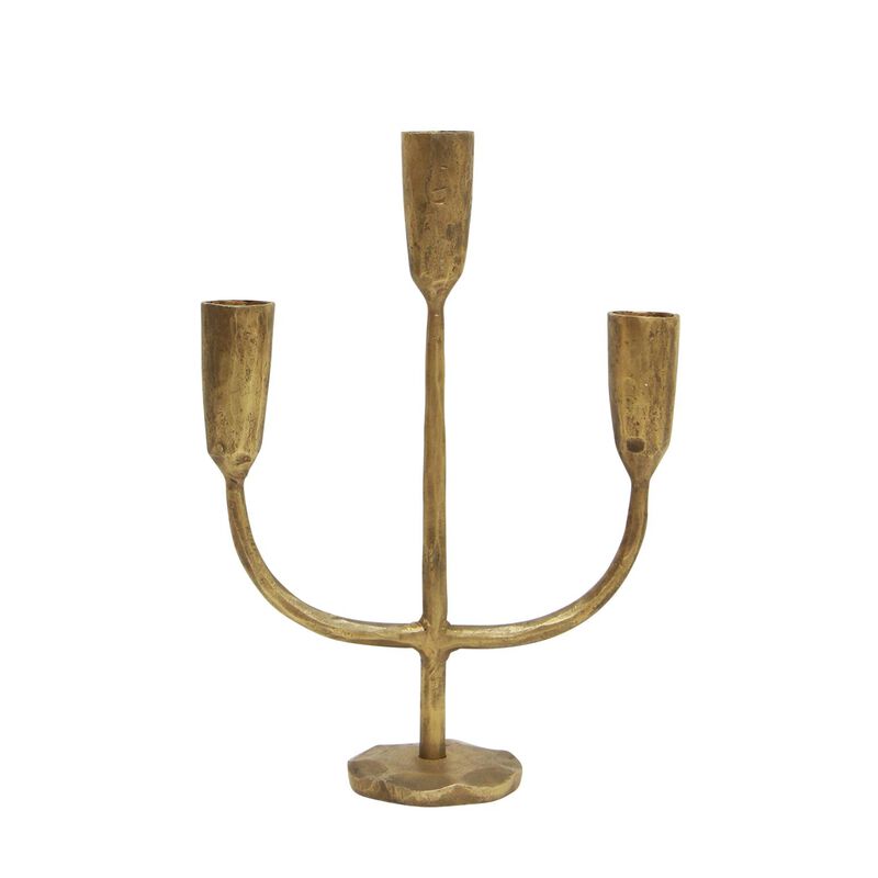 French Country Dax 3 Light Gold Candlestand image number 0