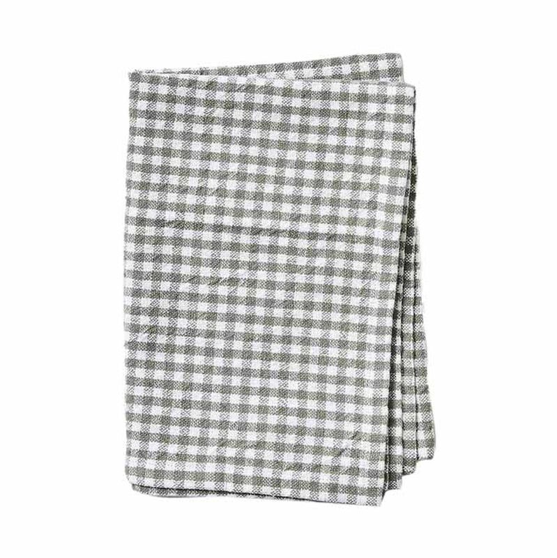 Citt&agrave; Gingham Washed Cotton Tea Towel Grey 50x70cm image number 0