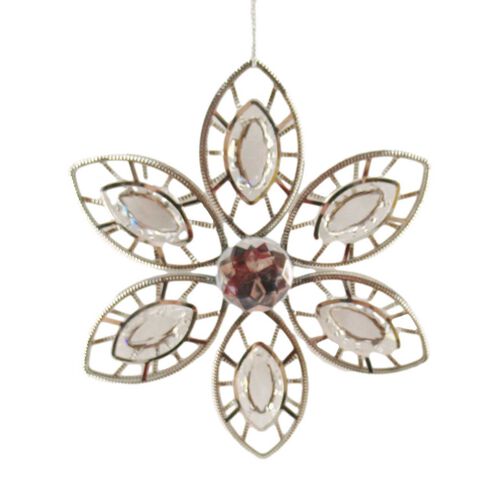 Wire Snowflake With Gems 3D Silver 5 Inch