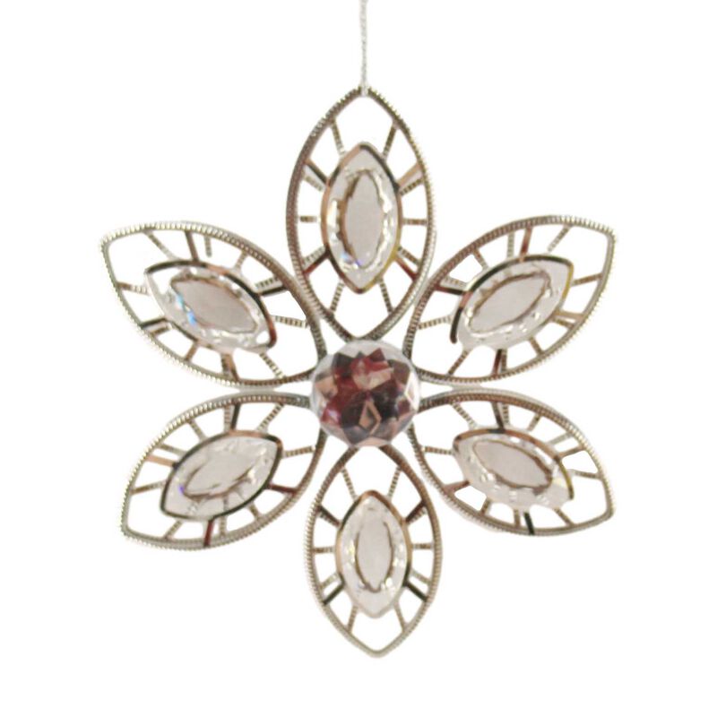 Wire Snowflake With Gems 3D Silver 5 Inch image number 0
