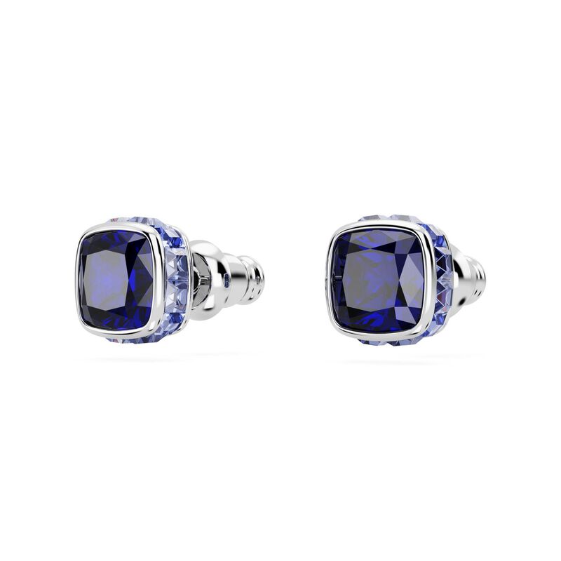 Swarovski Birthstone Square Cut Stud Earrings - September Blue image number 2