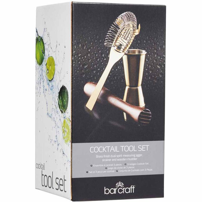 Barcraft Cocktail Tool Set 3Pc Brass Gift Boxed image number 1