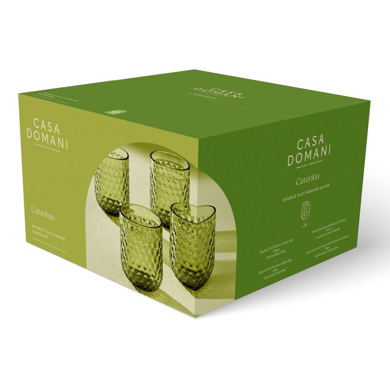 Casa Domani Caterina Double Old Fashion Glass 4Pc Green Gift Boxed image number 1