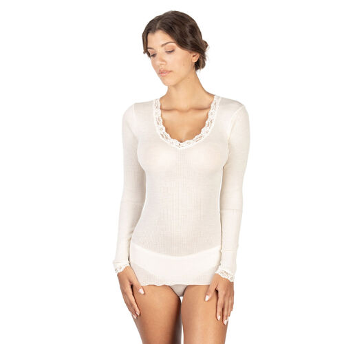 EGi Collections Wool Silk Long Sleeve Rib Knit