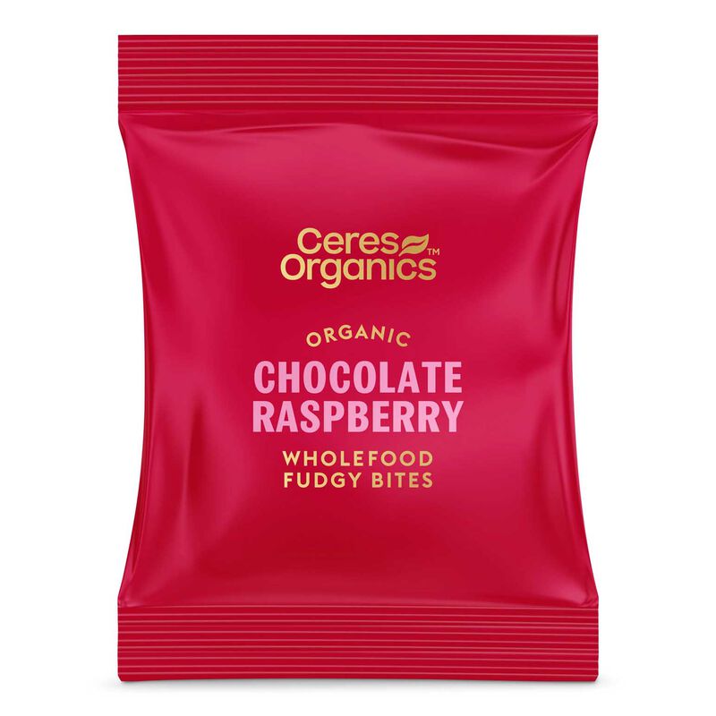 Ceres Organics Fudgy Bites Chocolate Raspberry 4 x 30G Bag image number 1