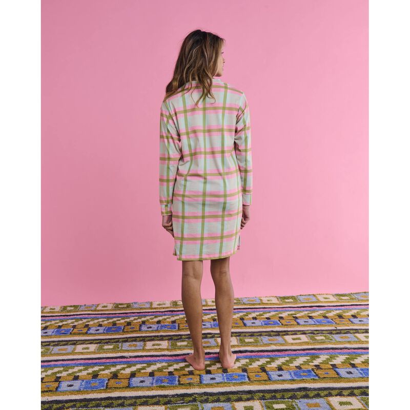 Kip&Co Pistachio Tartan Organic Cotton Long Sleeve Nightie image number 1