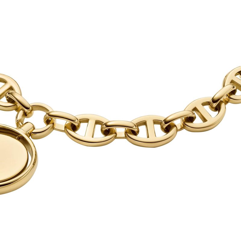 Fossil Heritage Legacy Charm Gold-Tone Stainless Steel Chain Bracelet image number 1