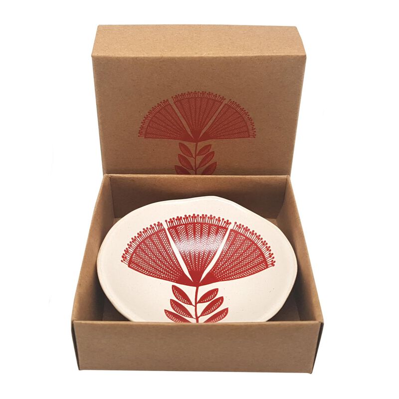 Jo Luping Red Pohutukawa Lace On White 7cm Bowl image number 2