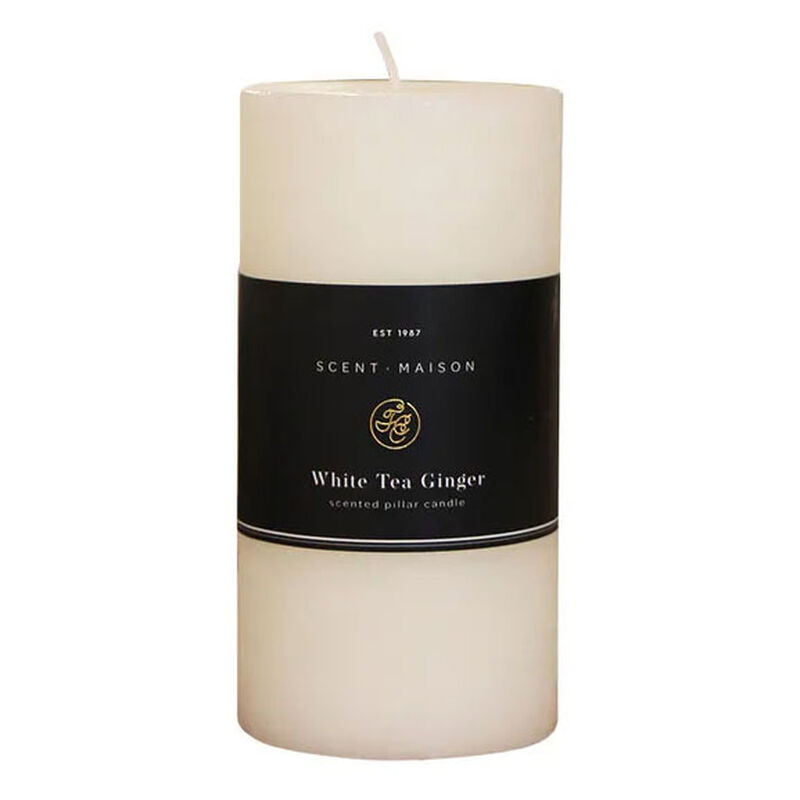 French Country Maison Pillar Candle White Tea Ginger 3x6" image number 0