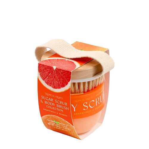 Tropical Fruits Orange & Grapefruit Body Scrub & Brush Set 150G
