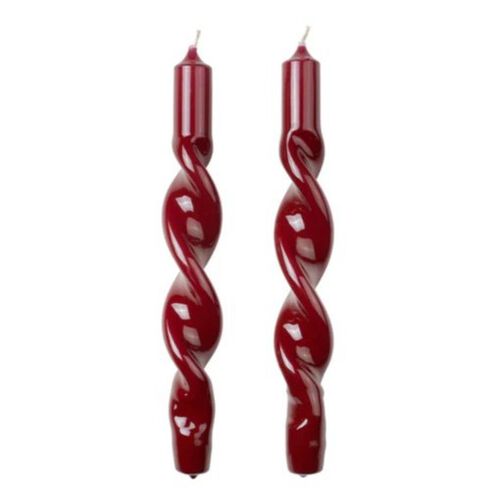 Broste Candle Twist Giftboxed Set Of 2 - Glossy Burgundy