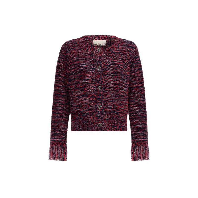AL&Eacute;MAIS Nieve Sequin Cardigan Red image number 2