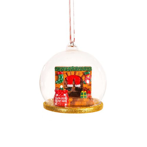 Sass & Belle Santa Chimney Scene Dome Bauble