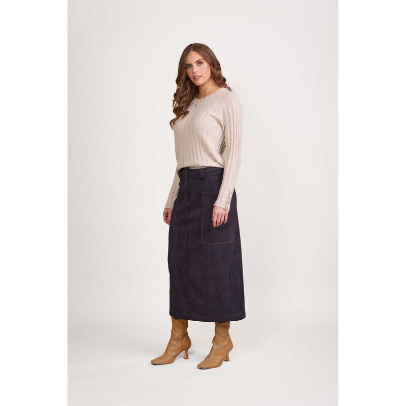 Vassalli Mid Length Skirt With Contrast Stitch image number 2