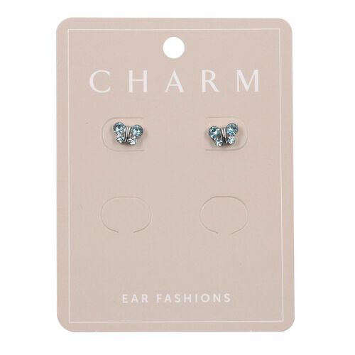Charm Silver Aqua Crystal Butterfly