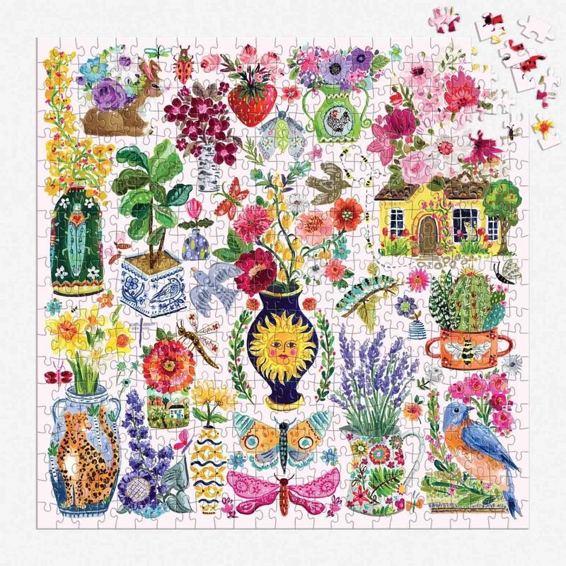 Galison Buzzy Bouquets 500 Piece Puzzle image number 2