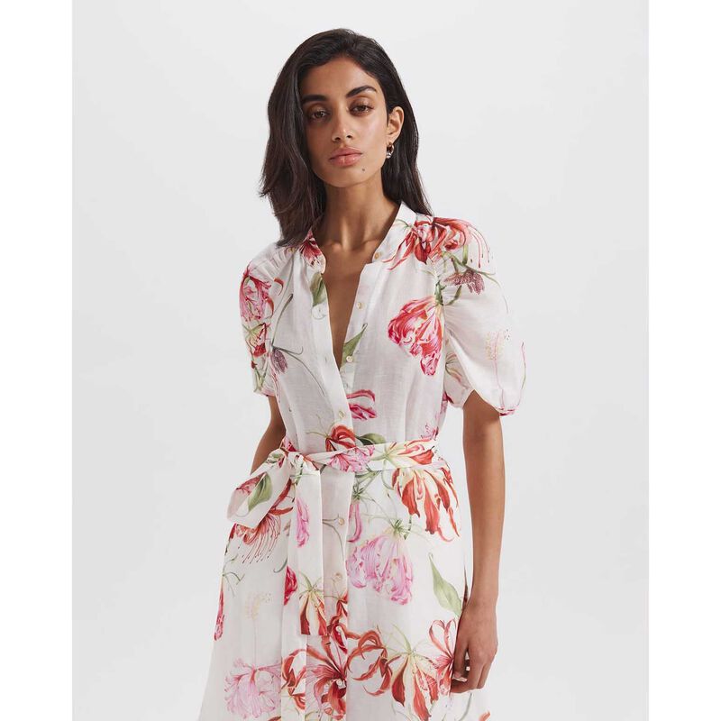 SABA Mariposa Silk Linen Midi Dress image number 2