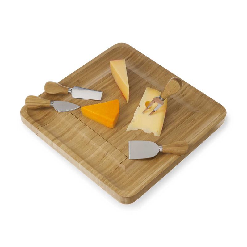 Four Piece Bamboo Cheese Board And Knife Set By Twine® image number 2